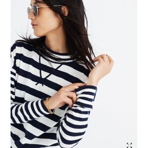 Madewell Relaxed Mockneck Sweater in Stripe XL Long Sleeve Nautical Cotton Blend